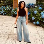 DAZY Washed Rhinestone Decorated Wide Leg Jeans (NK5)
