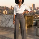 High-waisted pinstripe trousers (3172)