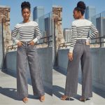 High-waisted, wide-leg denim jeans (FD417)