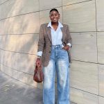 High-waisted, wide-leg carpenter jeans (4500)