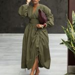 Deep V-neck midi dress (32035)