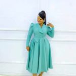 Long-sleeve double-breasted midi blazer dress (3009)