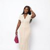 Pearl-Collar Rib-Knit Dress (5292)