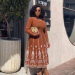 Pearl-embellished geometric jacquard knit midi dress (5441)