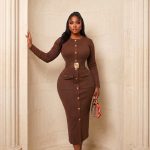 Button-front utility knit maxi dress (5325)