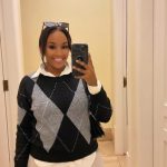 Crewneck argyle knit sweater (5521)
