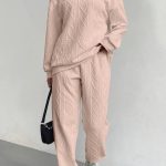 Oversized cable-knit two-piece lounge set (4244)