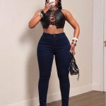 High-waisted, solid dark wash skinny jeans (1252)