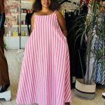 Striped loose-fit cami maxi dress (22443)