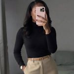 Round Neck Asymmetrical Hem T-Shirt (13708)