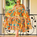 African Print Midi Gathered Maxi Dress (3404)