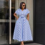 Striped A-Line Midi Dress (21962)