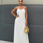 Camisole-style spaghetti straps dress(23010)