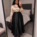 High-Waisted Satin A-Line Maxi Skirt (3741)