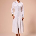 Fit-and-flare midi shirt dress (22106)