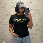Balmain Button-Detail Logo T-Shirt (1245)